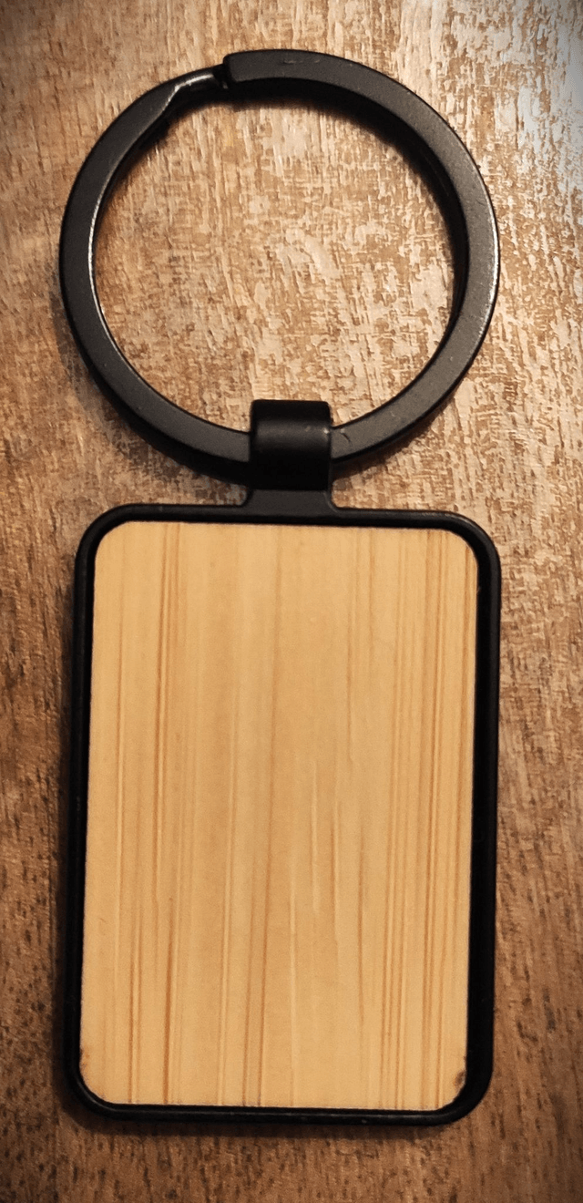 Porte clé personnalisable en bambou et métal noir